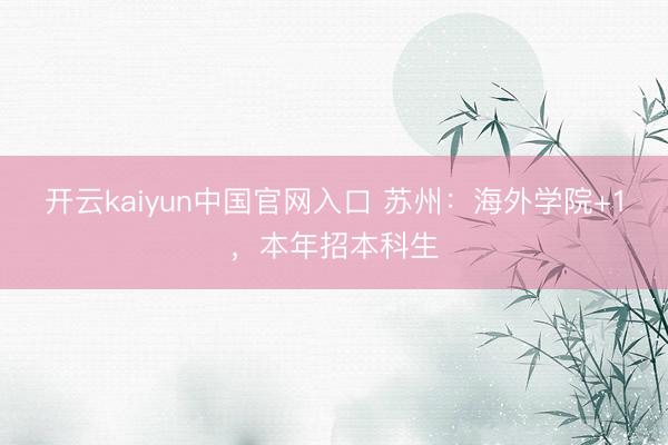 开云kaiyun中国官网入口 苏州：海外学院+1，本年招本科生