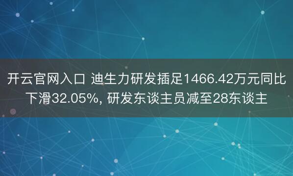 开云官网入口 迪生力研发插足1466.42万元同比下滑32.05%， 研发东谈主员减至28东谈主