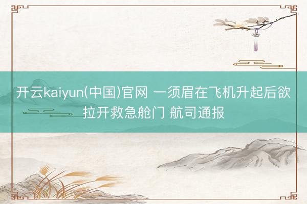 开云kaiyun(中国)官网 一须眉在飞机升起后欲拉开救急舱门 航司通报