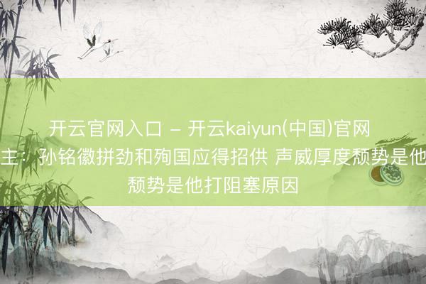 开云官网入口 - 开云kaiyun(中国)官网 媒体东说念主:孙铭徽拼劲和殉国应得招供 声威厚度颓势是他打阻塞原因