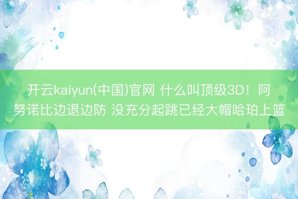 开云kaiyun(中国)官网 什么叫顶级3D！阿努诺比边退边防 没充分起跳已经大帽哈珀上篮