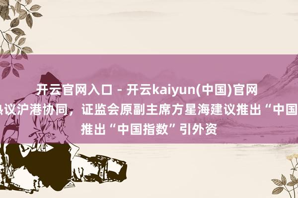 开云官网入口 - 开云kaiyun(中国)官网 陆家嘴论坛热议沪港协同，证监会原副主席方星海建议推出“中国指数”引外资